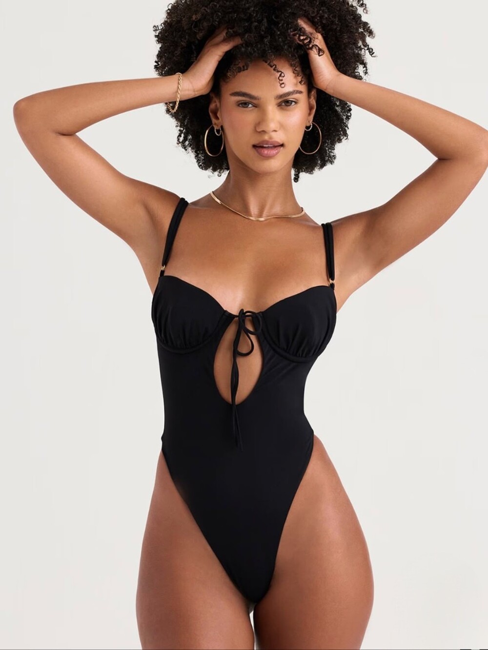 House of CB Cannes Black One-Piece Tie-Front Swimsuit
